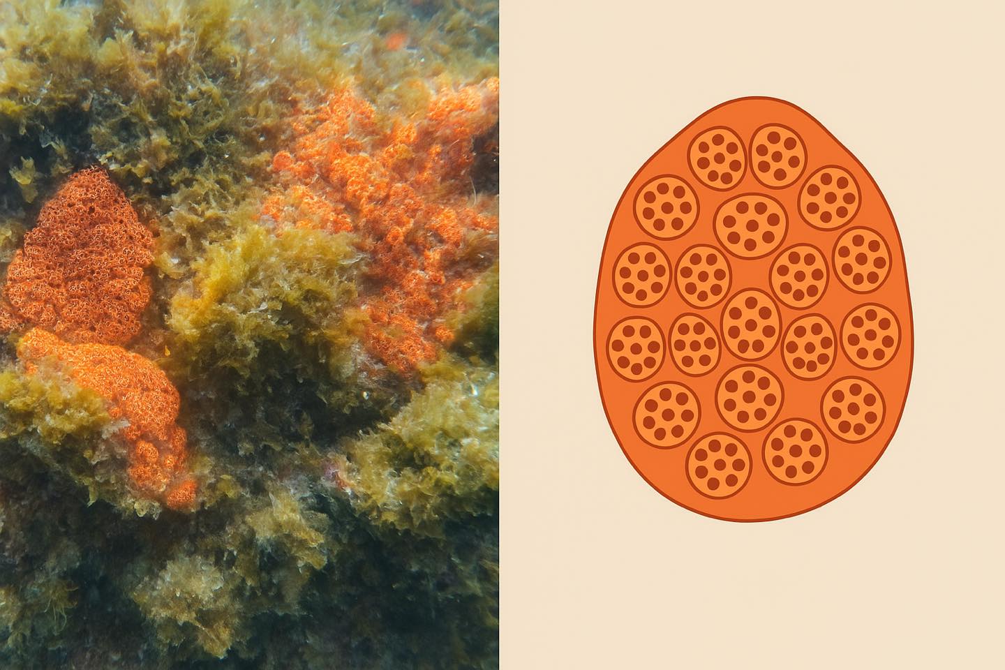 Il  Botryllus schlosseri, unascidia coloniale